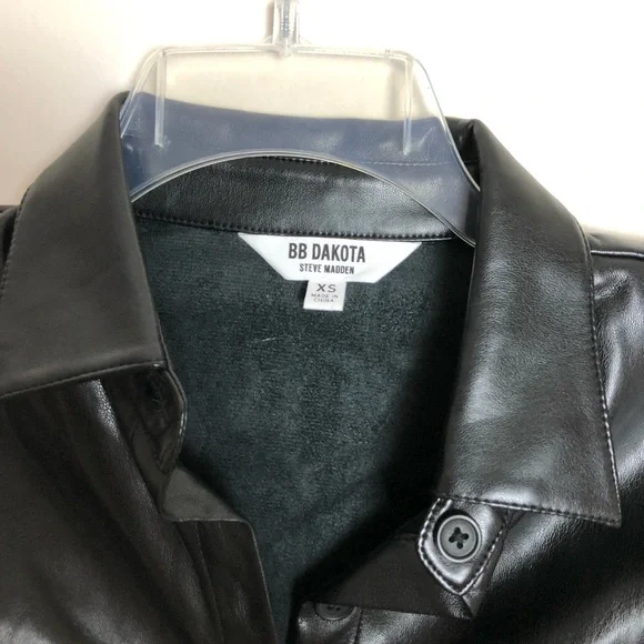 BB Dakota Puff Sleeve Leather Tuxedo Top XS - Picture 9 of 10